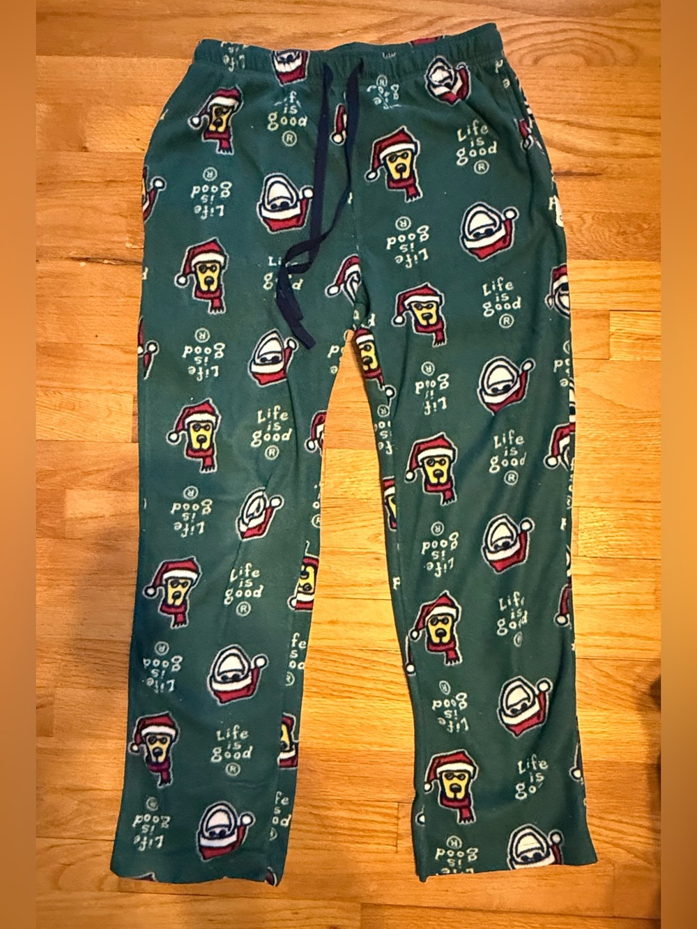 Life is Good Santa Jake Rocket Dog Christmas Lounge Pajama Pants Green Fleece